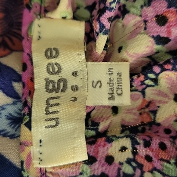 UMGEE Romantic Floral Smock Ruffle Metallic Blouson Mini Fairycore Dress - Picture 8 of 9